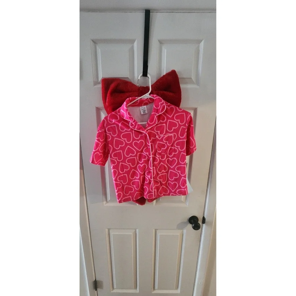 NEW Art Class Girls 2pc Hearts Short Sleeve Pajama Set Pink Large 10/12
